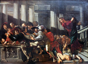 Christ expulses the money changers out of the temple