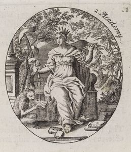 Plate illustrating a personification of 'Academy'