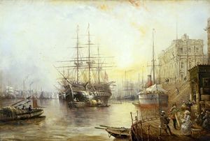 Ansicht von Greenwich in welche die Schulschiff HMS Warspite (1877)