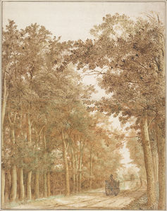 Forest Road with Two Horse-Drawn Carts