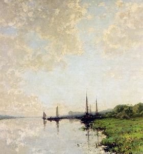 Landscape with boats on a waterway