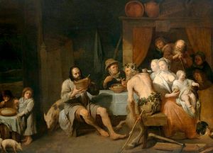 Fable of the satyr and the peasant family