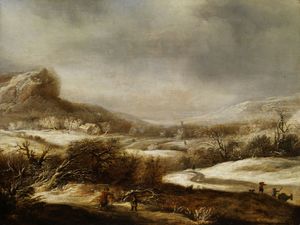 Winter landscape with figures