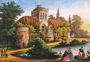 Lithograph of Mosburg in Wiesbaden