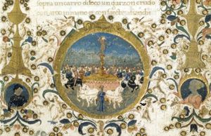 Miniature of Petrarch's Triumph of Love.