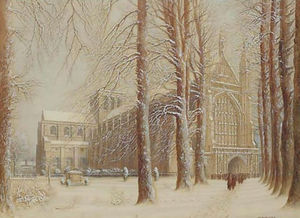 温彻斯特大教堂在雪地