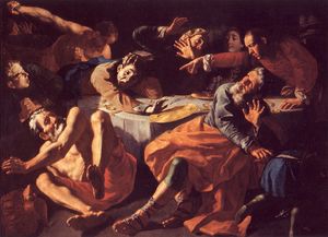 Die Ermordung Amnons beim Gastmahl Absaloms