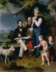 アーティストジョージ・ドーとセルフポートレートを含むグループの肖像画