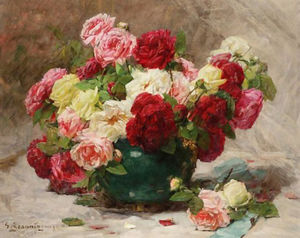 Nature morte de roses dans un vase