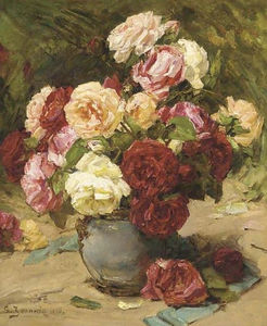 Summer roses in a vase