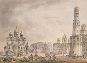 Veduta di Piazza del Duomo nel Cremlino di Mosca