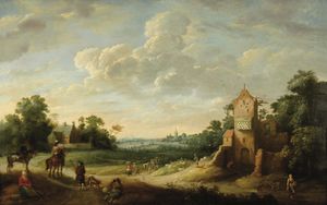 Landscape with a Pigeon House and Travellers
