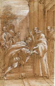 San bernardo ricevuta nel abbazia di citeaux da s. stefano harding
