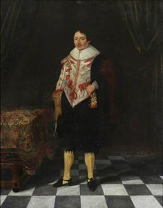An Unknown English Gentleman Standing in an Interior