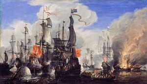 Un impegno tra gli inglesi e gli olandesi Flotte