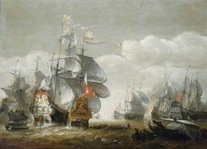 la batalla de Lowestoft , 3 Junio mostrando hms 'Royal Charles' y el 'Eendracht' ( 1665 )