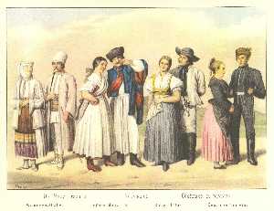 Traditional peasant clothing of Hungary-Romanians, Hungarians, Slovaks and Germans