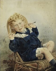 Portrait d un garçon tenant une cravache, ca. (1865)