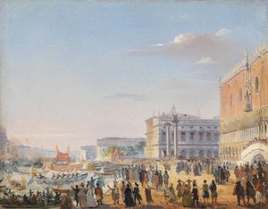 The arrival of Emperor Franz Joseph and Empress Elisabeth of Austria in Venice in (1856)