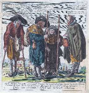 Satiric engraving of St. pilgrims from Jacques Lagniet from the Recueil des plus illustres proverbes of (1657)