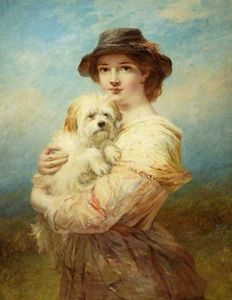犬と若い女性