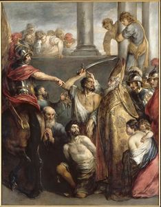 St Nicolas rescatar cautivos o San Nicolás detener los brazos de un verdugo a punto de decapitar a un cautivo