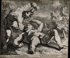 Cain violently kills Abel