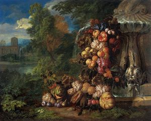 Still life with Fruit in a Landscape, pendant