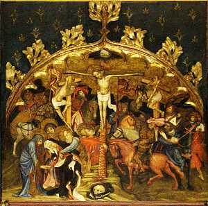 Pala daltare del santo Balestruccio di Tours e Santo Ambrose di milano ( tempera su legno )