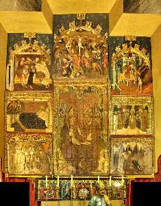 Altarbild der heiligen Martin von touren und heilige Ambrose erscheine von mailand