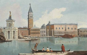 Der Dogenpalast, Venedig, mit der Dogana und dem Molo, von der Giudecca