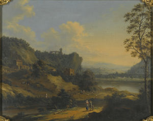 River landscape with figures