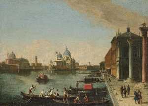 Venedig , ein blick auf die bacino di san marco mit santa maria della salute über hinaus