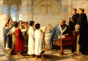 San Gregorio enseñar su canto