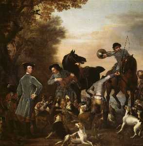 子爵 Weymouth's 打猎 托马斯 , 2nd 子爵 韦茅斯 , 用 黑页 和别的 猎人  在 杀