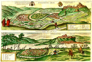 Antique map of (Hungary) Esztergom by Braun & Hogenberg (1595)