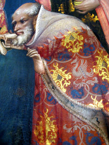 圣母教堂多特蒙德，Marienaltar，康拉德·冯·索斯特，右面板中，长袍，（详细信息）