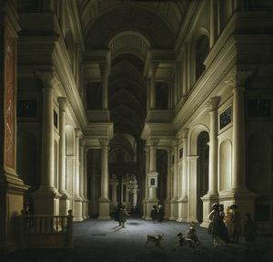 Interior of a Church at Night
