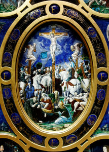 La Crucifixion, panneau central d un retable.
