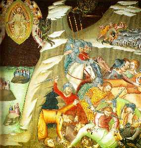 Killing of the servants of Job, Fresco by Bartolo di Fredi, the cathedral of San Gimignano