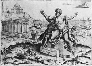 死亡拉奥孔，铜版画。