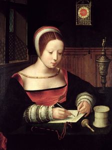 Mary Magdalene writing.