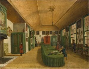Interior of the hall of the Leiden society 'Kunst wordt door Arbeid verkregen'