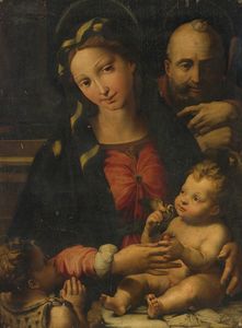 La familia santa con el santo infante Juan el Bautista