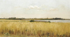 River landscape with cornfield