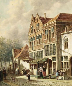 Villagers in the streets of a dutch town