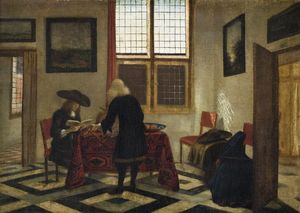 A Man Singing and Another Playing the Viola in an Interior