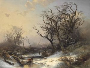 Wood Gatherers in a Snowy Landscape