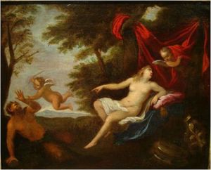 Venus beobachten Amor und Satyr