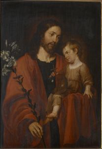 San José que lleva el Niño Jesús en el brazo izquierdo